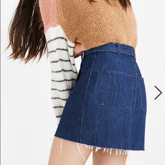 NWT Madewell Raw Hem Denim Wrap Skirt - Picture 3 of 6
